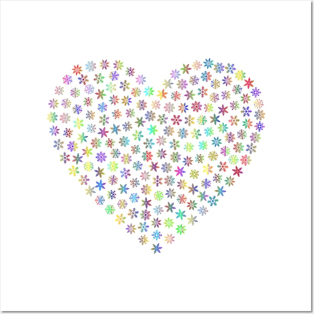 Christmas mini festive snowflakes patterned heart shape print Wall Art by LiliMagic